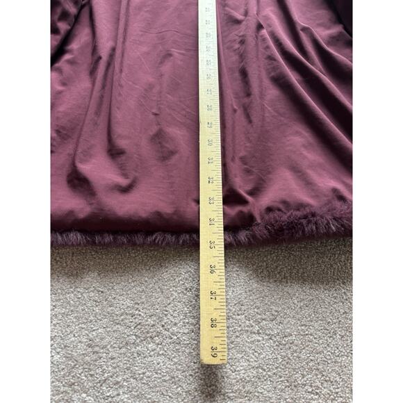 Abercrombie & Fitch M Teddy Coat Fluffy Cozy Burgundy - Picture 6 of 10